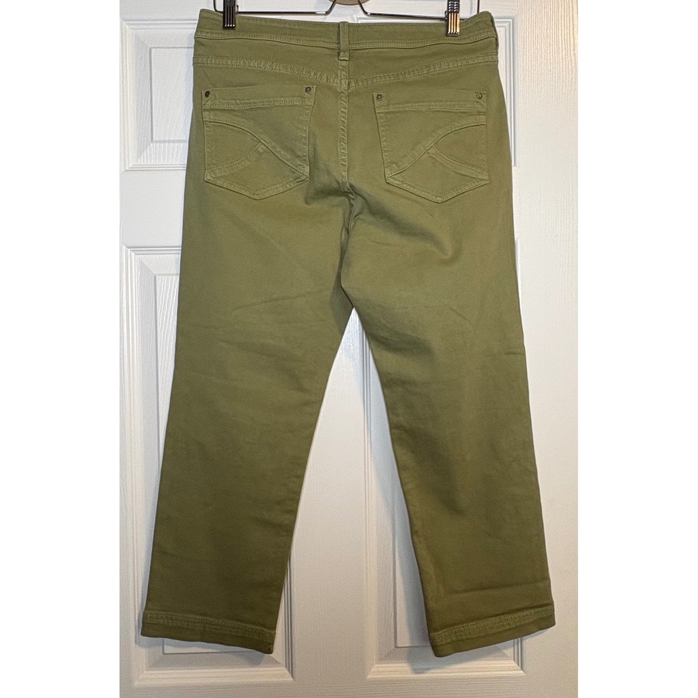 Tommy Bahama Cropped Pants Women 10 Olive Green Straight Leg Stretch Jeans - Picture 2 of 11